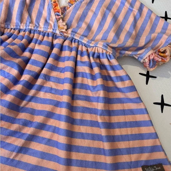 Matilda Jane Girls Purple and Peach Striped Hooded Swim Coverup - Picture 4 of 5
